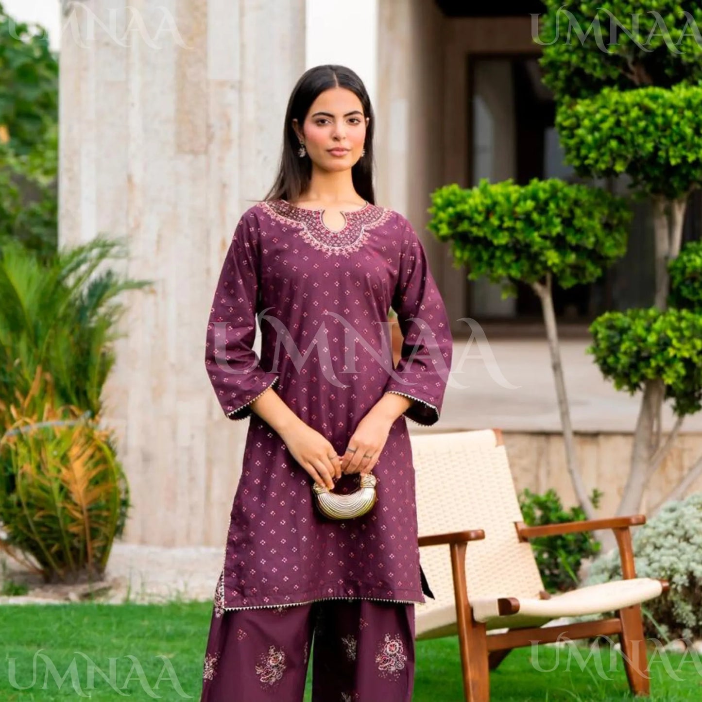 UA-276 Embroidered Trendy Cotton Co-Ord Set | Umnaa