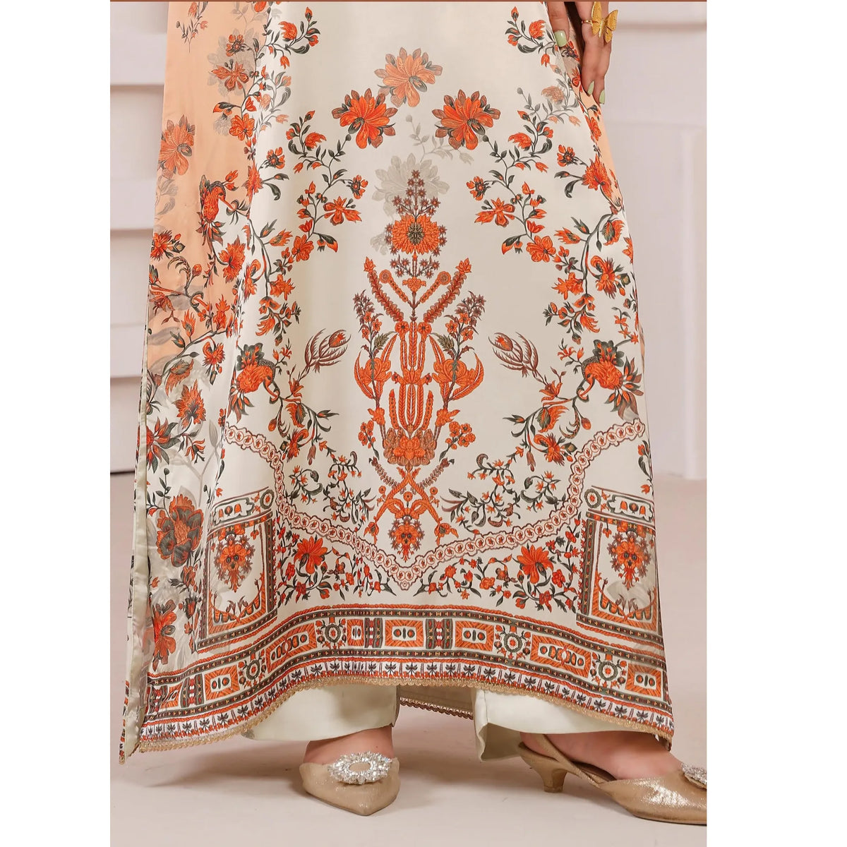 UA-312 Printed Shamooz Silk Printed Kaftan Style Co-Ord Set| Umnaa