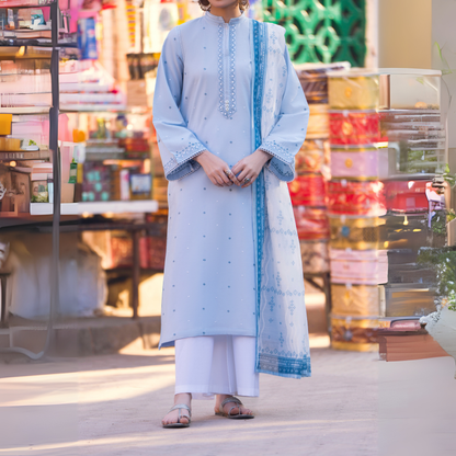 UCA-15 3 Pc Embroidered Cambric Cotton Ready to Wear Eid Collection by Casuallite