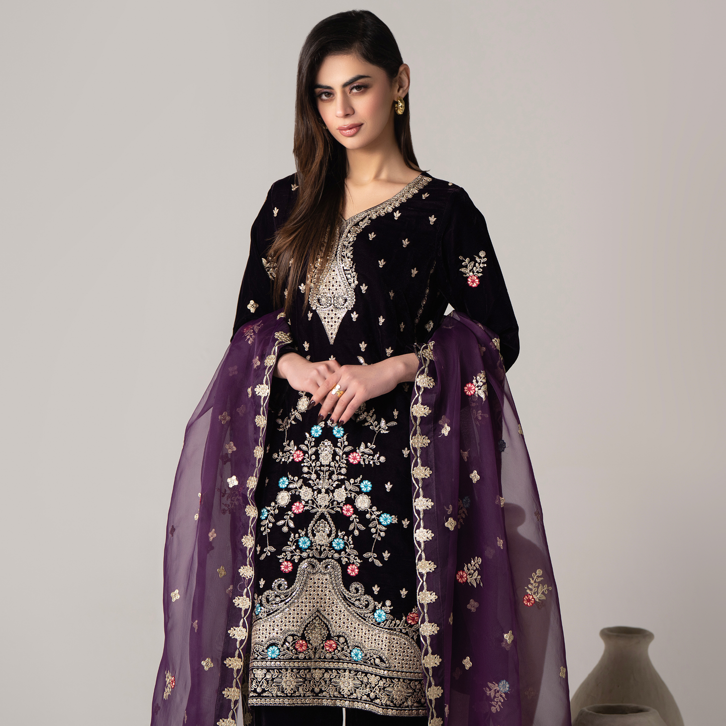 RA-27 Dastan e Eid Embroidered Velvet Collection | Embroidered 3 Piece Festive Ready to Wear by Raniya.h