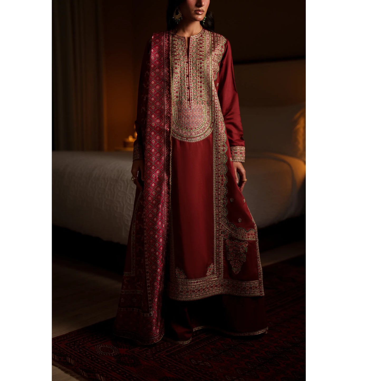 UCA-37 EALA Festive Embroidered Viscose Dress with Printed Silk Dupatta | Women’s Festive Wear Pakistani Designer Outfit by Casuallite