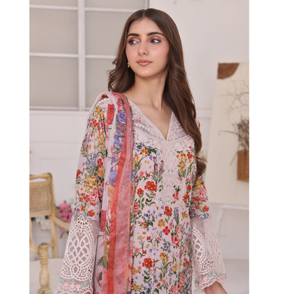 UA-94 3 Pc Embroidered Printed Summer Lawn | Ready to Wear | Umnaa