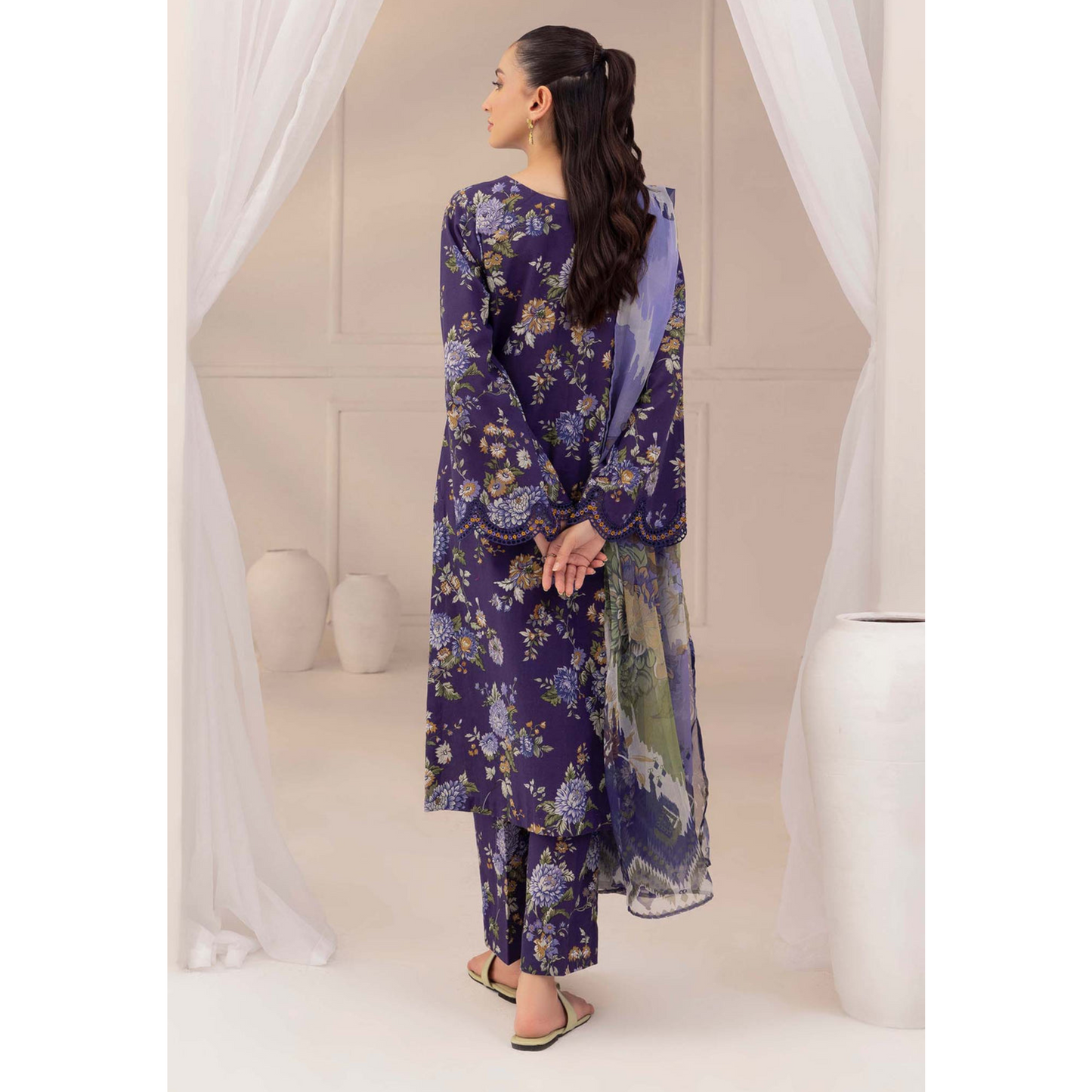 Plum Purple 3 Pc Printed Khaddar Ready to Wear Dress - Adan's libas