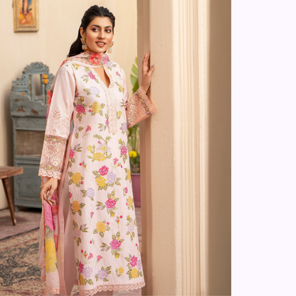 UKC-18 Embroidered Cambric Cotton Ready to Wear 3 Pc - Karma Collection
