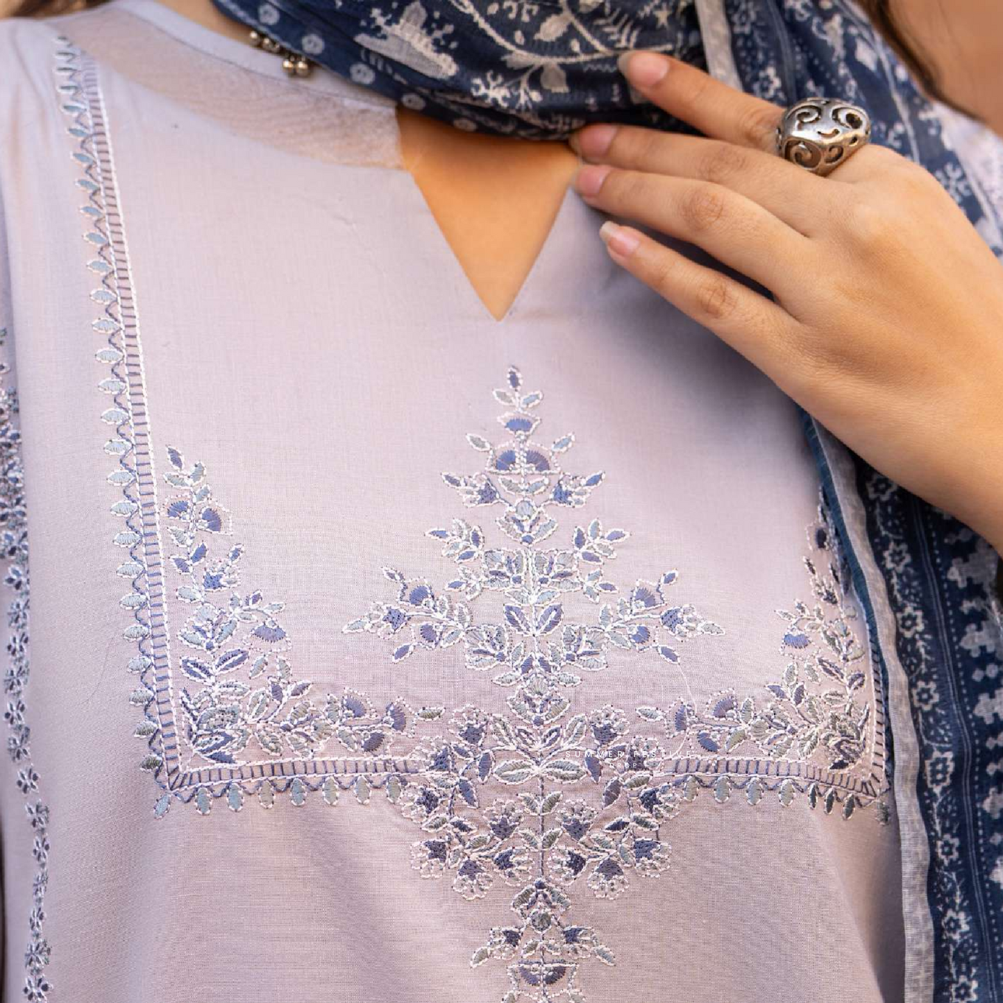 3 Pc Embroidered Cambric Cotton Ready to Wear Eid Collection by Casuallite | UCA-13
