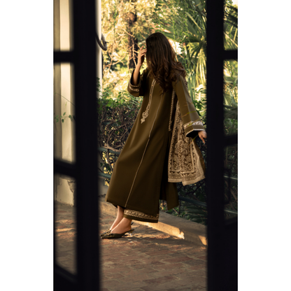 UCA-33 "Shadows" Embroidered Khaddar with Wool Shawl Winter Collection by Casuallite