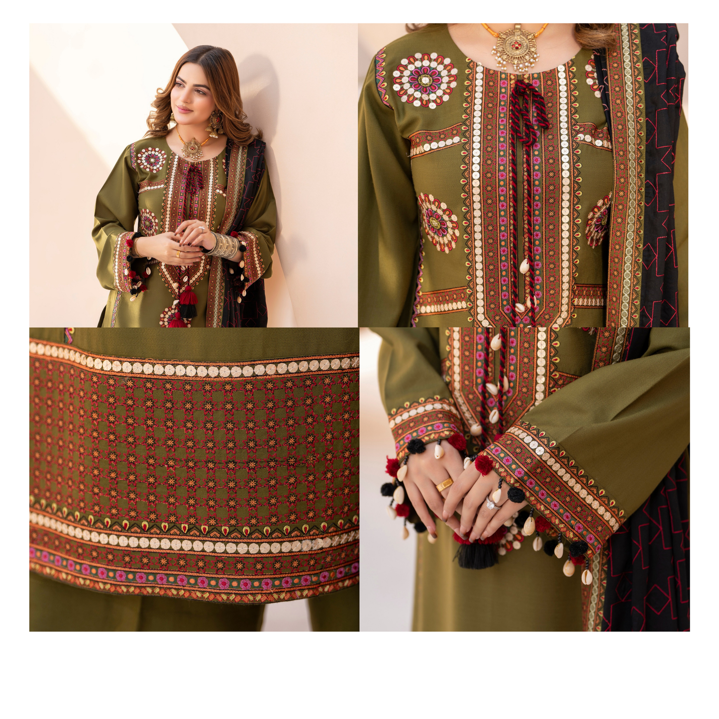 "Mishaal" Khat Edition Luxury Embroidered 3 Piece by Karma Collection