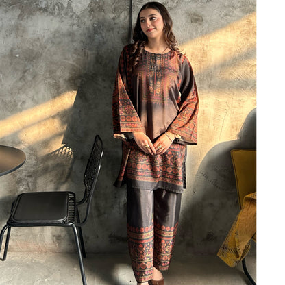 UA-169 Silk Printed Co-Ords Set by Umnaa | Ready to Wear Modest fashion Asian