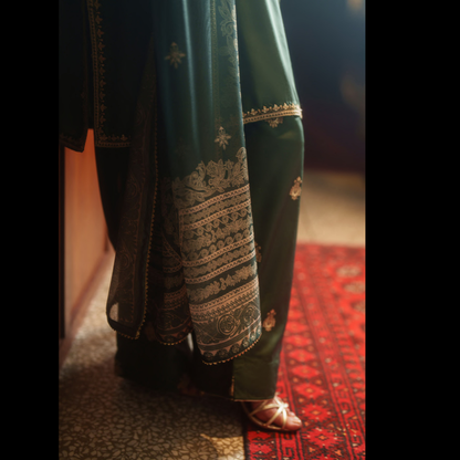 UCA-36 ELARA Festive Embroidered Viscose Dress with Printed Silk Dupatta | Women’s Festive Wear Pakistani Designer Outfit by Casuallite