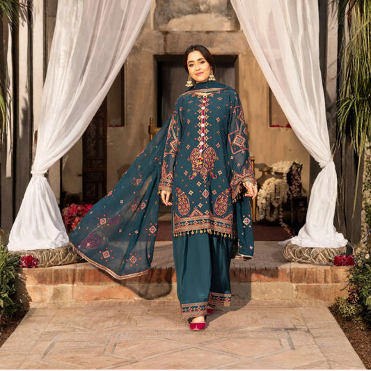 F-527 "Saj Dhaj" Embroidered Georgette Collection by Karma Collection