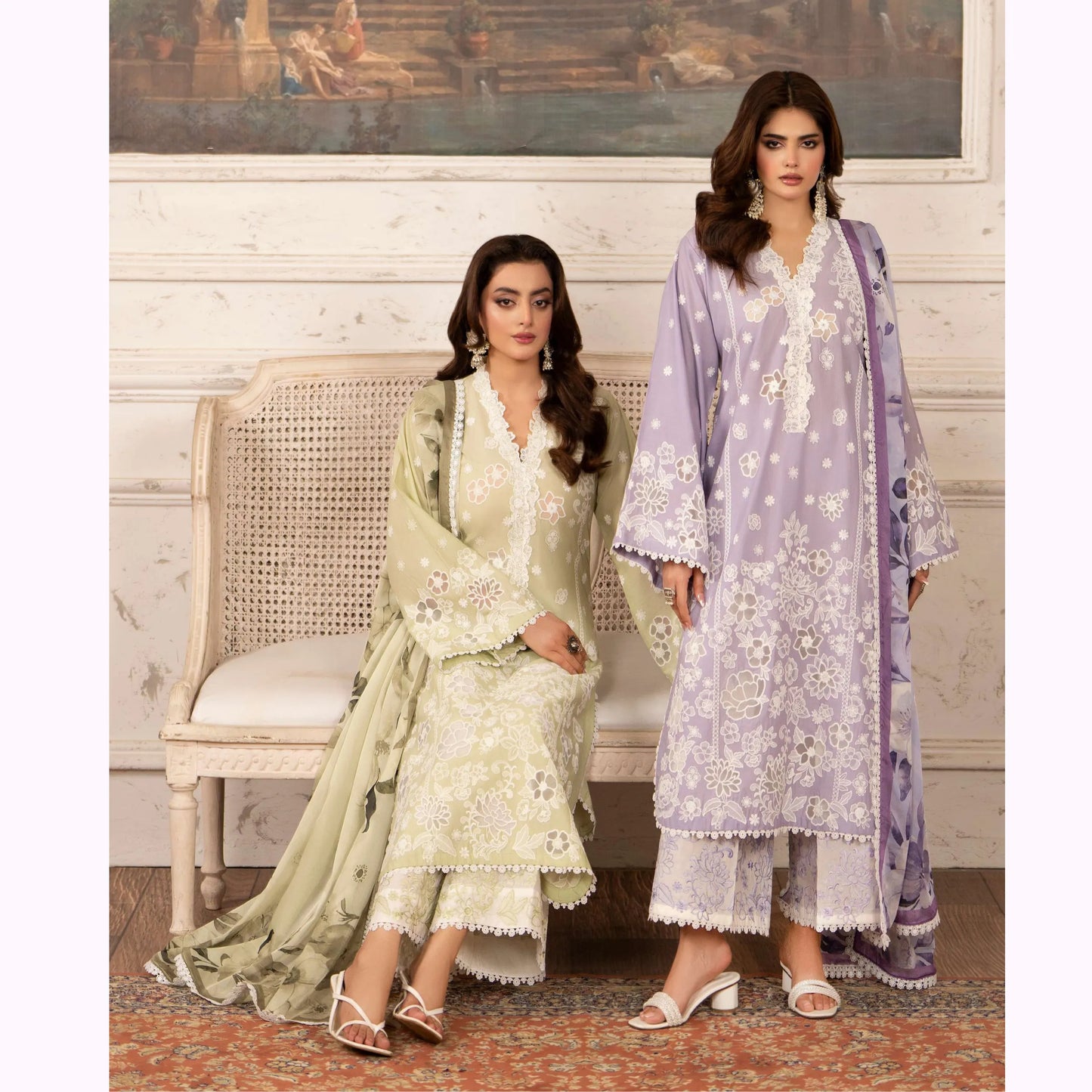KC-1566 "Tabeer" Embroidered Festive Cambric Cotton Collection by Karma Collection