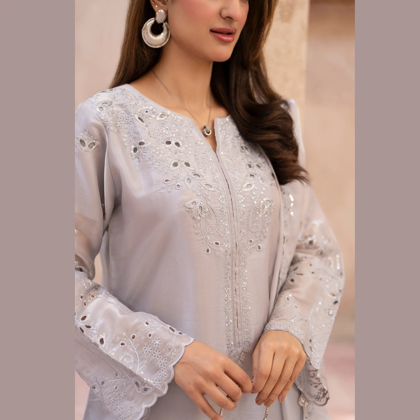 RA-36 Embroidered Sheesha Silk 3 Piece Suit | Premium Embroidered Silk Dress with Dupatta | Women's Party & Festive Wear