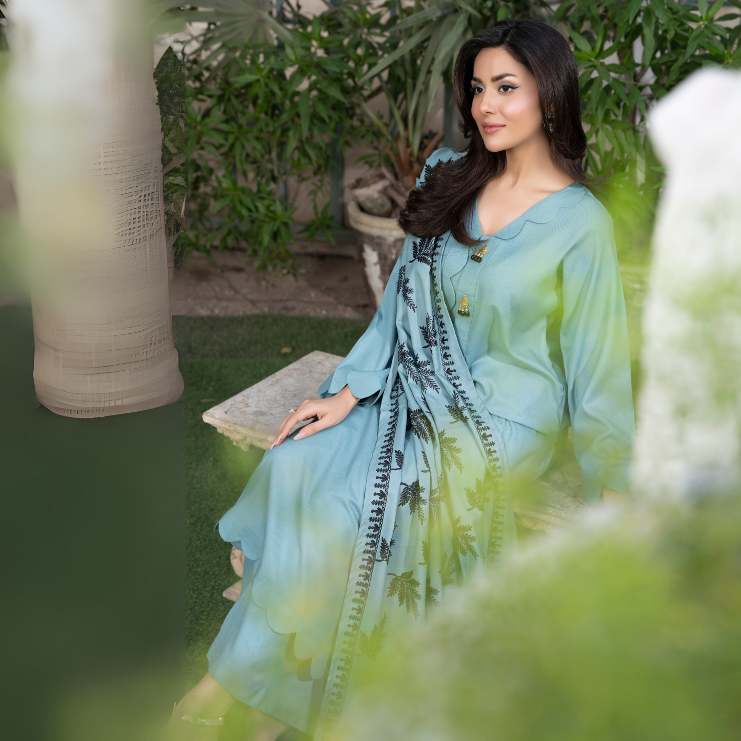 3 Pc Dhanak Dress with Embroidered Shawl | Winter Collection | Raniya.h | UMRAH0801