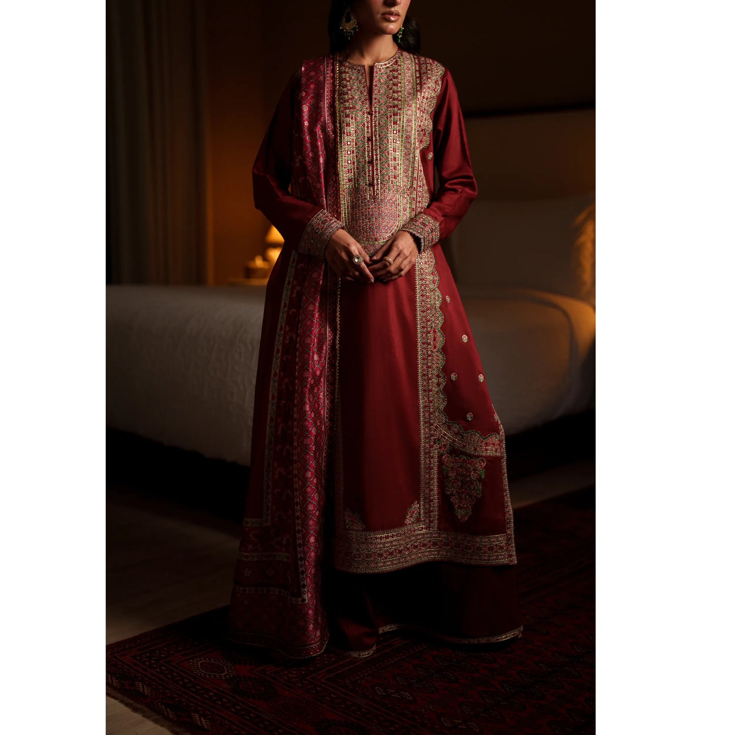 UCA-37 EALA Festive Embroidered Viscose Dress with Printed Silk Dupatta | Women’s Festive Wear Pakistani Designer Outfit by Casuallite