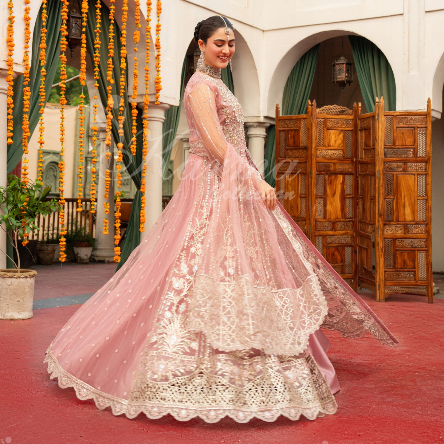 Luxury Embroidered soft Net long Maxi | Wedding Collection | karma Collection | UMKC01301