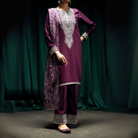 3 Pc Embroidered Viscose Ready to Wear Collection by Casuallite | UCA-12