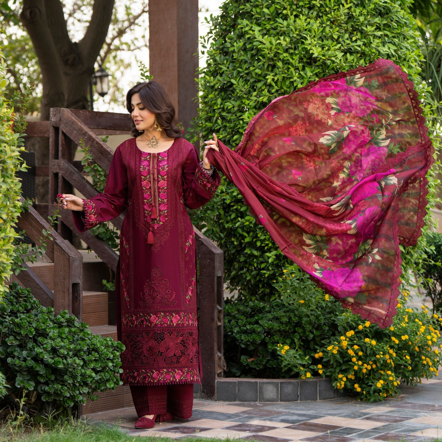 KC-1487 Chikenkari Luxury Cotton 3 Pc Collection | Ready to Wear | Karma Collection