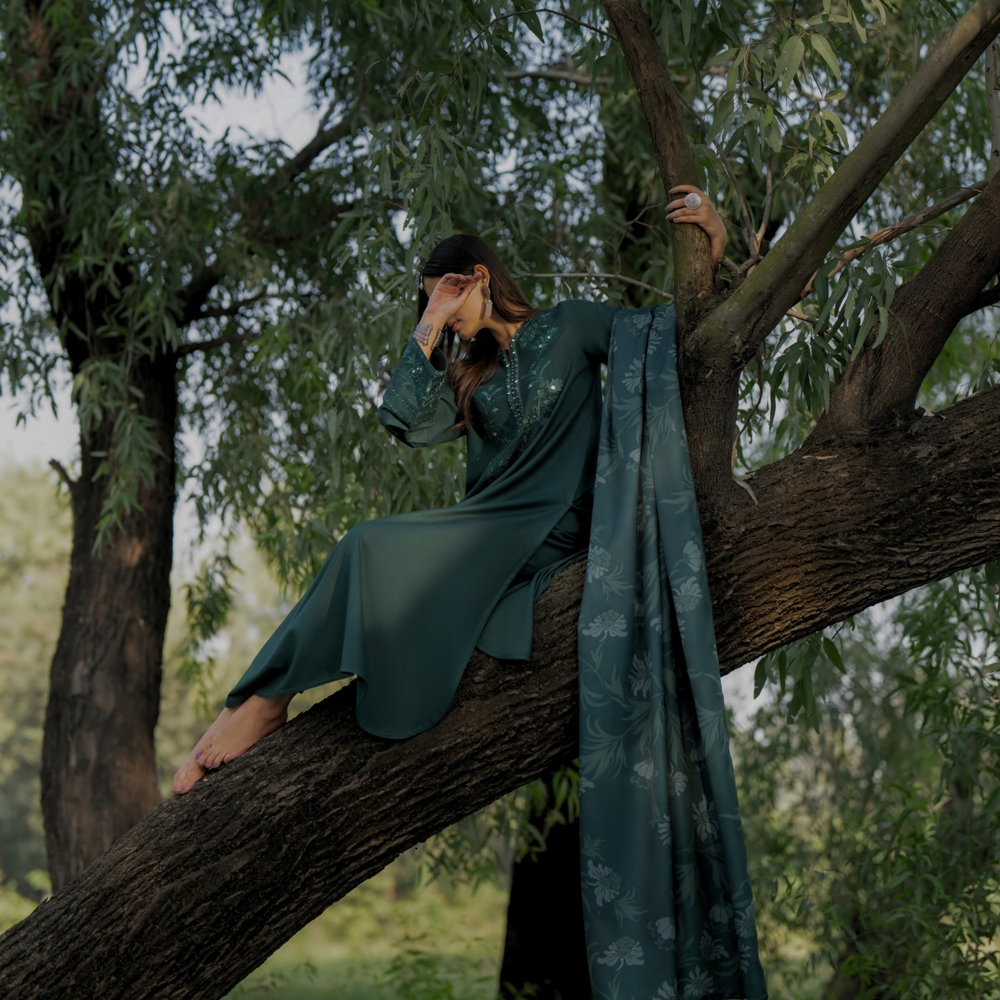 UCA-32 "Khunki" Embroidered Dhanak with Pashmina Wool Shawl Winter Collection by Casuallite