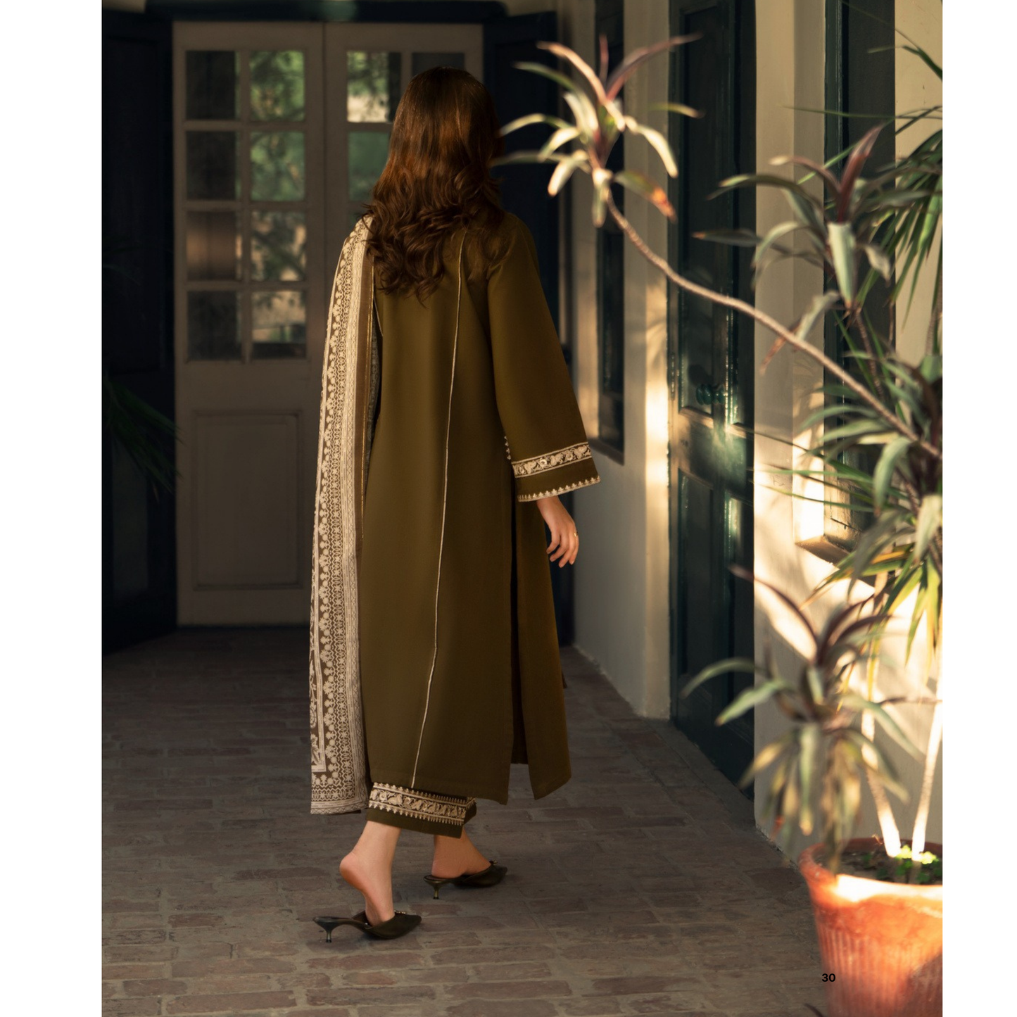 UCA-33 "Shadows" Embroidered Khaddar with Wool Shawl Winter Collection by Casuallite