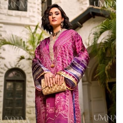 UA-160 Printed Silk kaftan Style long Maxi 1 PC  | Ready to wear | Umnaa