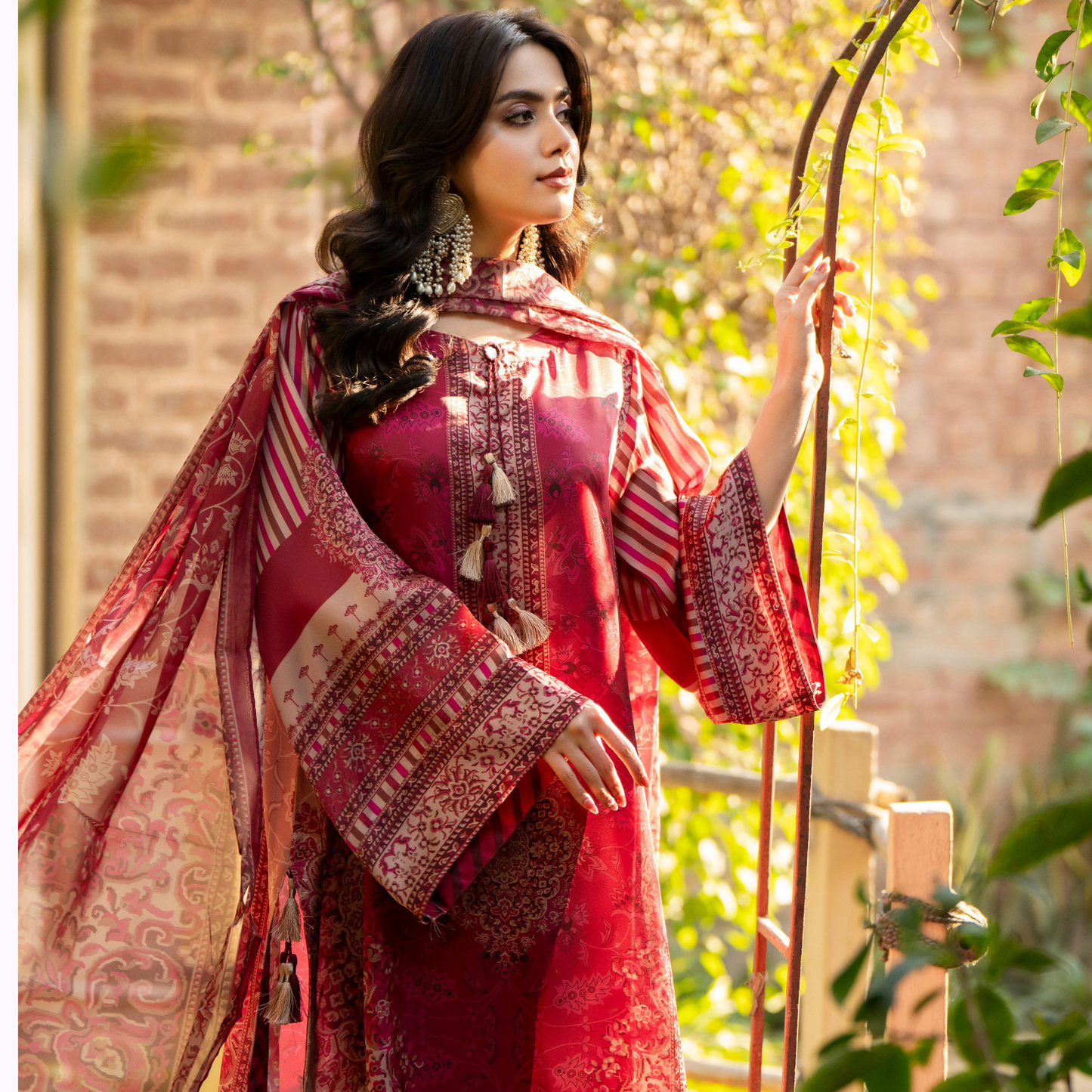 "Eliana" Embroidered Printed Shamooz Silk by Karma Collection | Asian Clothes | Eid