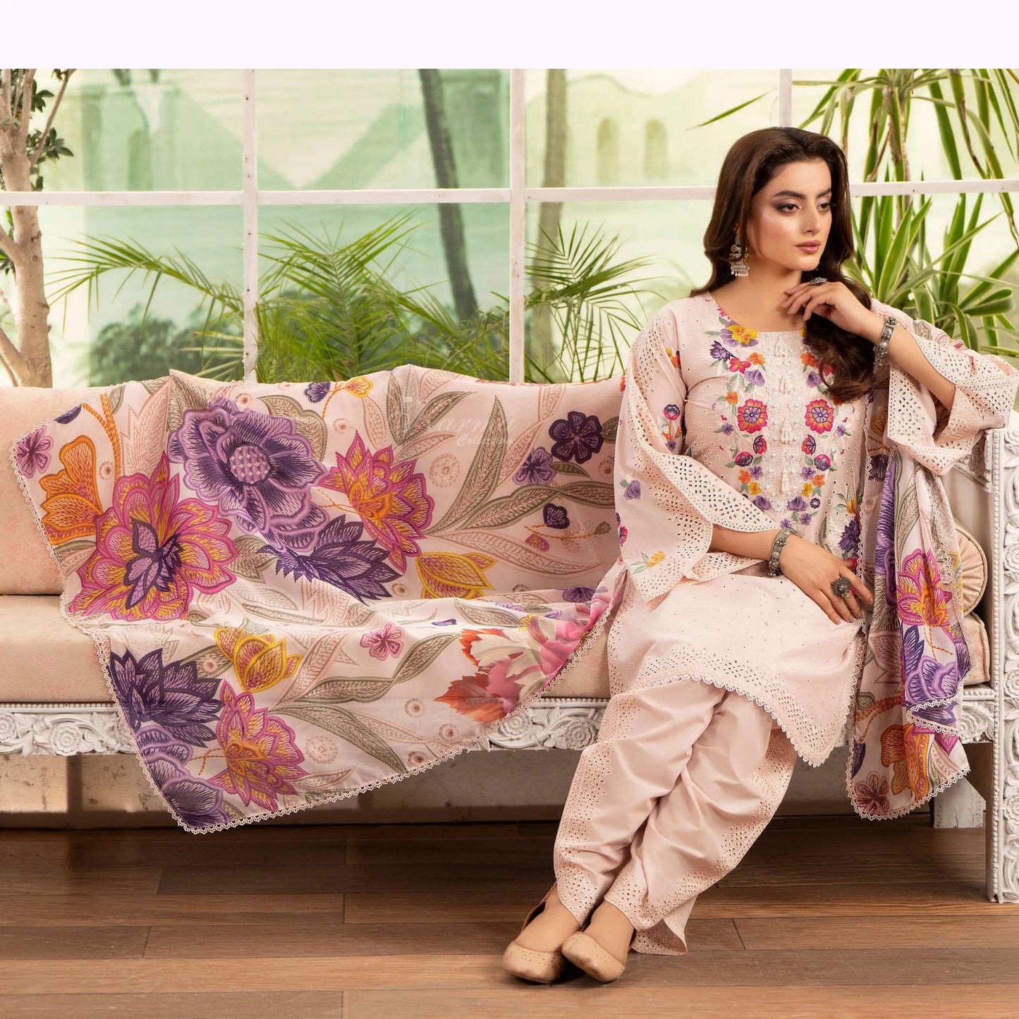 KC-1564 "Tabeer" Embroidered Festive Cambric Cotton Collection by Karma Collection