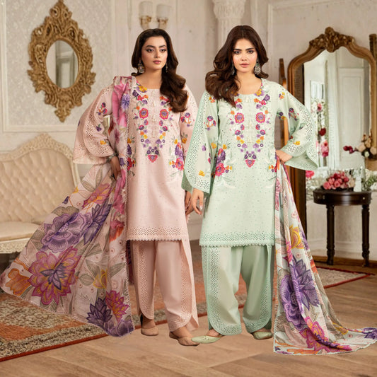 KC-1564 "Tabeer" Embroidered Festive Cambric Cotton Collection by Karma Collection