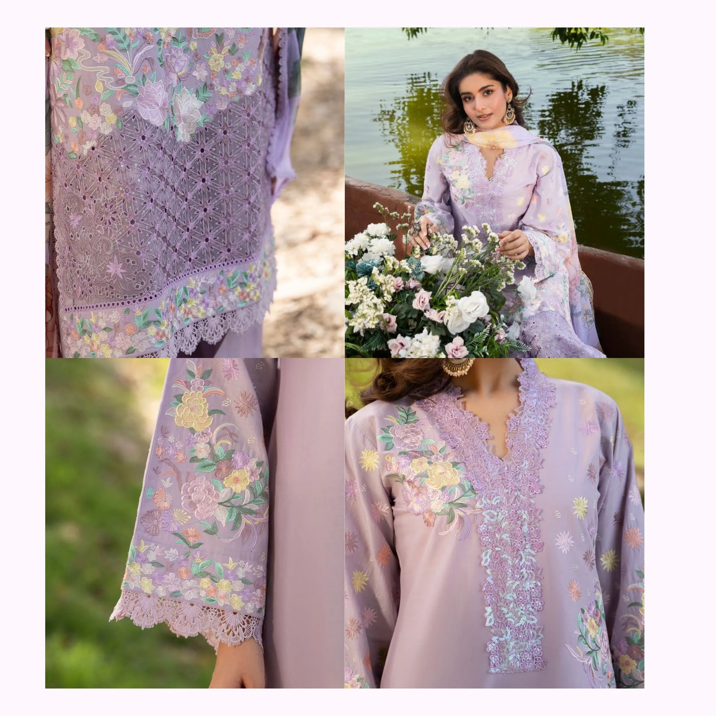 KC-1573 "Sunheri" Embroidered Festive Cambric Cotton Collection by Karma Collection