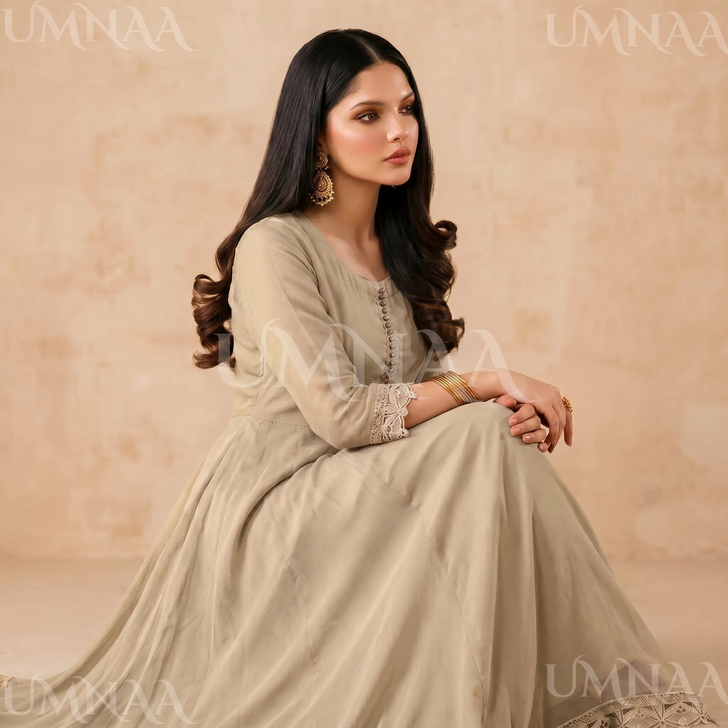 UA-204 Luxury Embroidered Chiffon Frock Collection 3 Pc | Ready to Wear | Umnaa