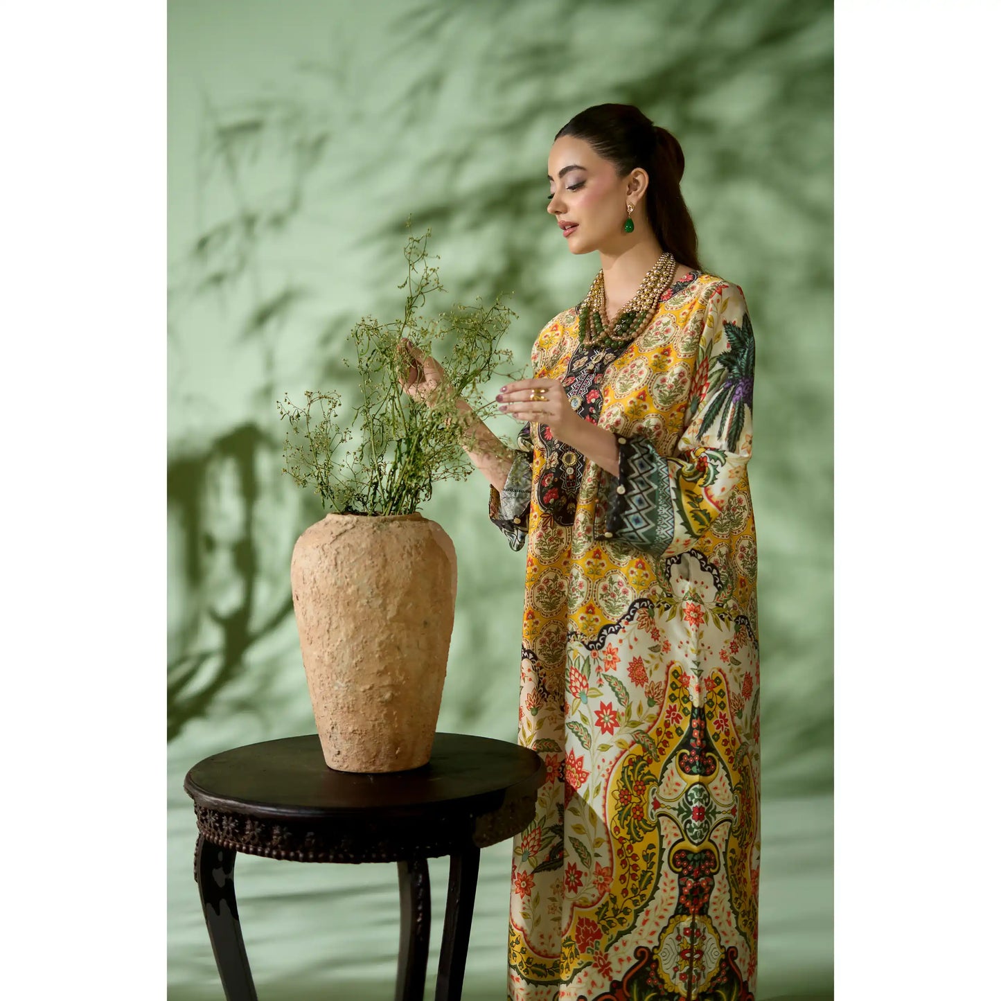 UAL-05 Printed Silk Kaftan Style Co-Ord Set Loose fit Casual Wear | Ethnic wear | ALLY'S