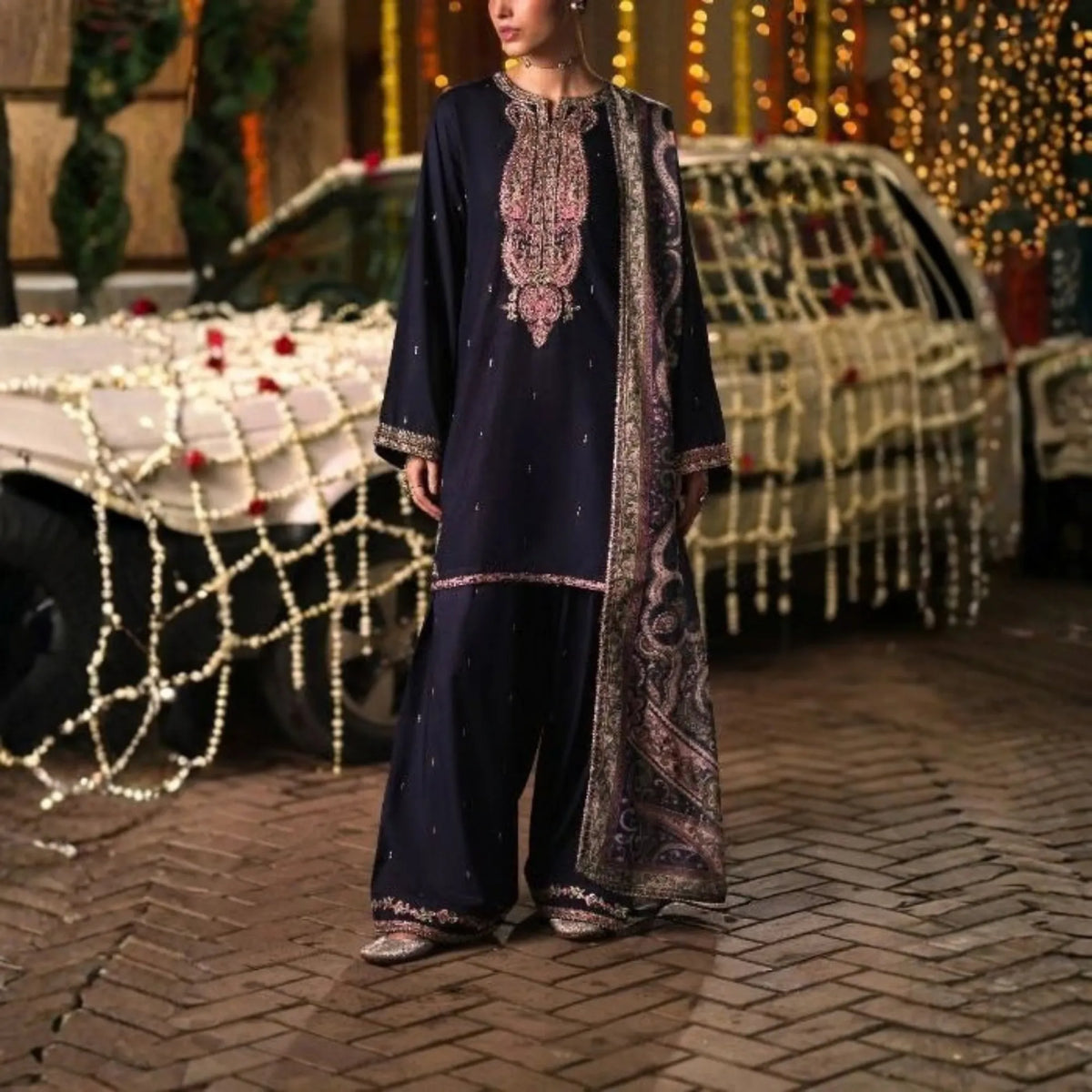 UCA-52 "Chand Bali" Luxury Viscose 3 Pc | Casuallite - Navy Blue