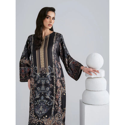 UAL-08 Printed Silk Kaftan with Trouser 2 Pc Set | Ally's