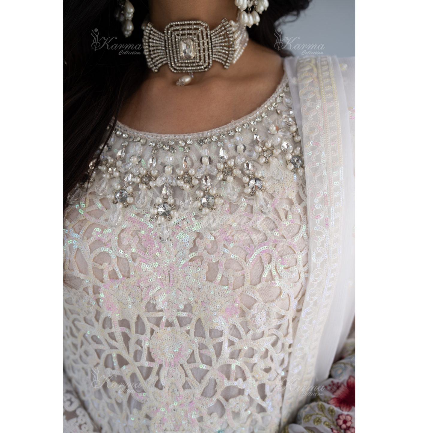 Luxury Embroidered Chiffon long Maxi with chiffon duppata  | Wedding Collection | karma Collection | UMKC01101