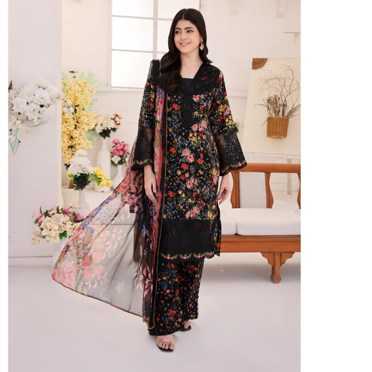 UA-94 3 Pc Embroidered Printed Summer Lawn | Ready to Wear | Umnaa