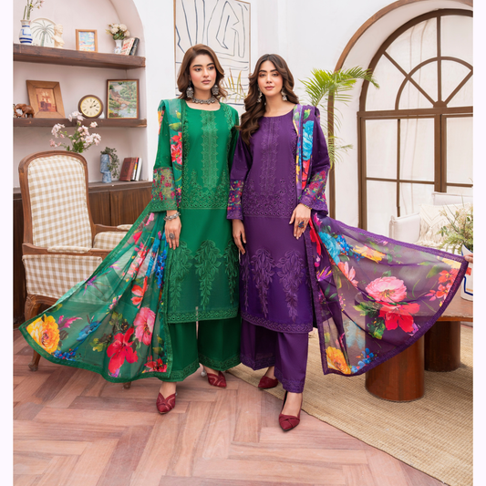 KC-1485 Embroidered Luxury Chikankari Cambric Cotton Collection | Ready to Wear | Karma Collection