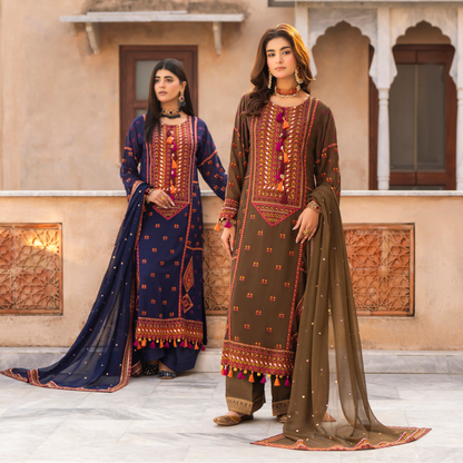 F-495 "Hayat" Embroidered Georgette Chiffon 3 Pc Collection