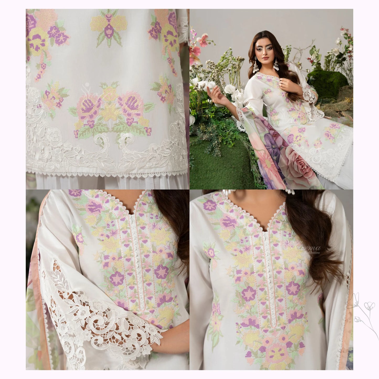 KC-1586 "AYRA" Embroidered Cambric Cotton Collection by Karma Collection