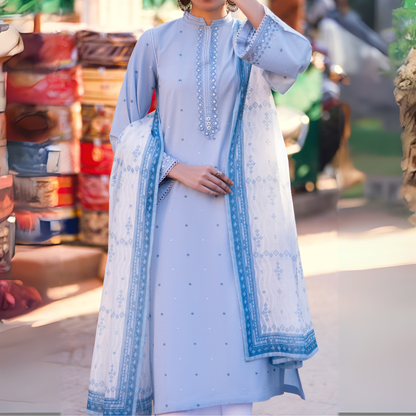 UCA-15 3 Pc Embroidered Cambric Cotton Ready to Wear Eid Collection by Casuallite
