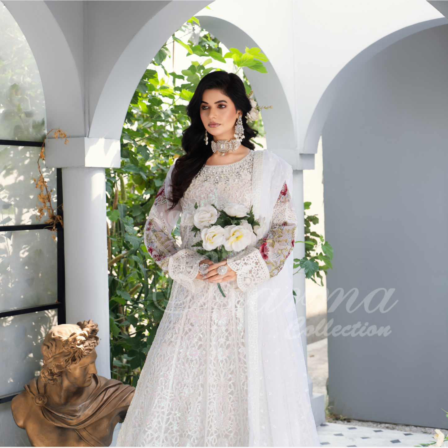 Luxury Embroidered Chiffon long Maxi with chiffon duppata  | Wedding Collection | karma Collection | UMKC01101