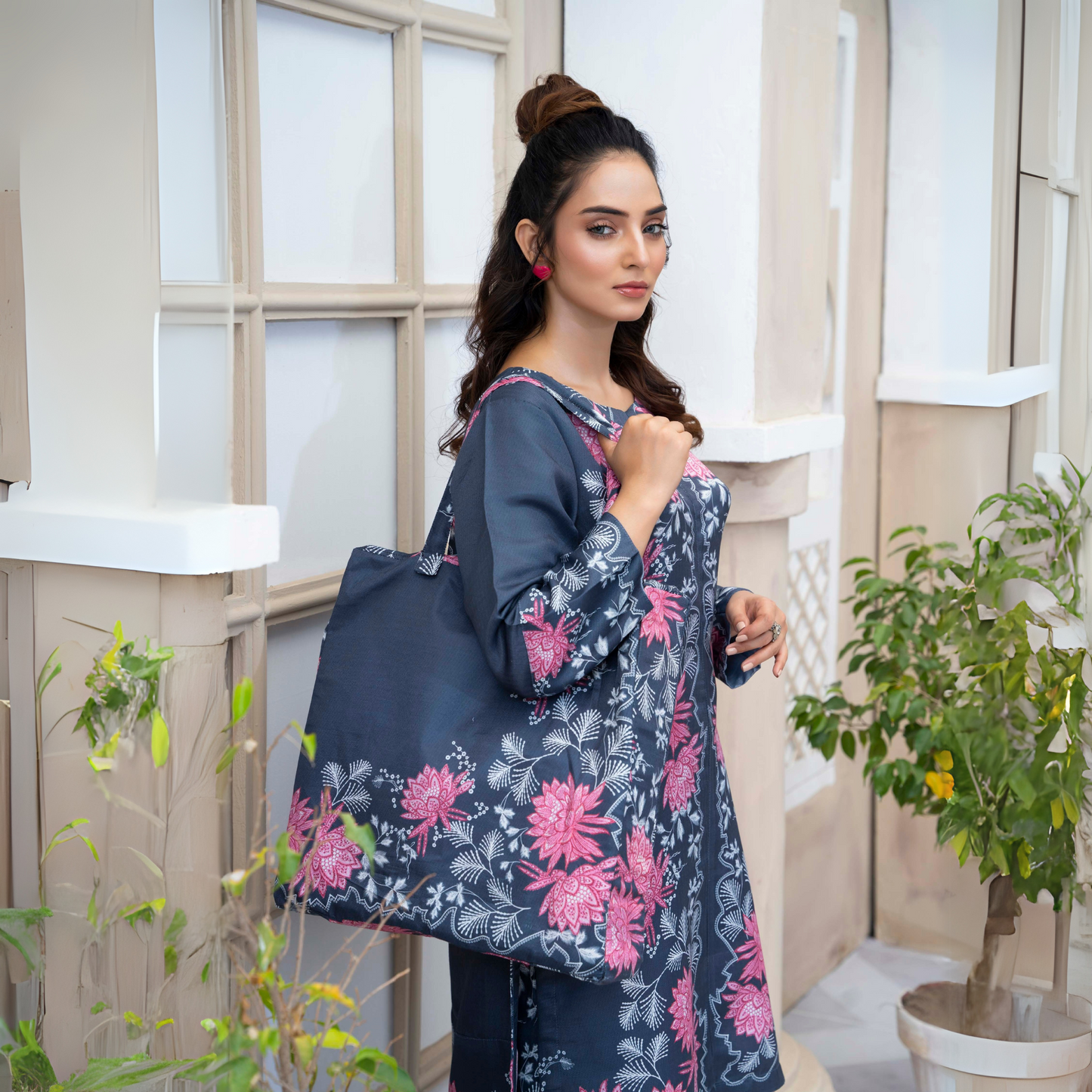 2 Printed Pakistani Co-Ords Set with Bag | Ready to Wear | Raniya.h | UMRAH0901
