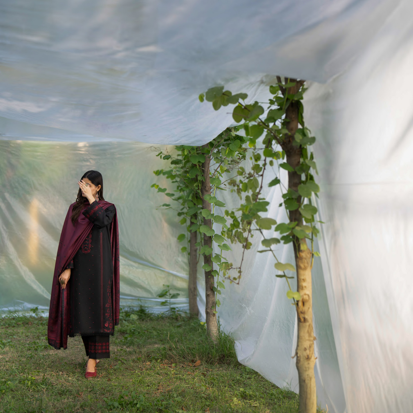 UCA-32 "Khunki" Embroidered Dhanak with Pashmina Wool Shawl Winter Collection by Casuallite