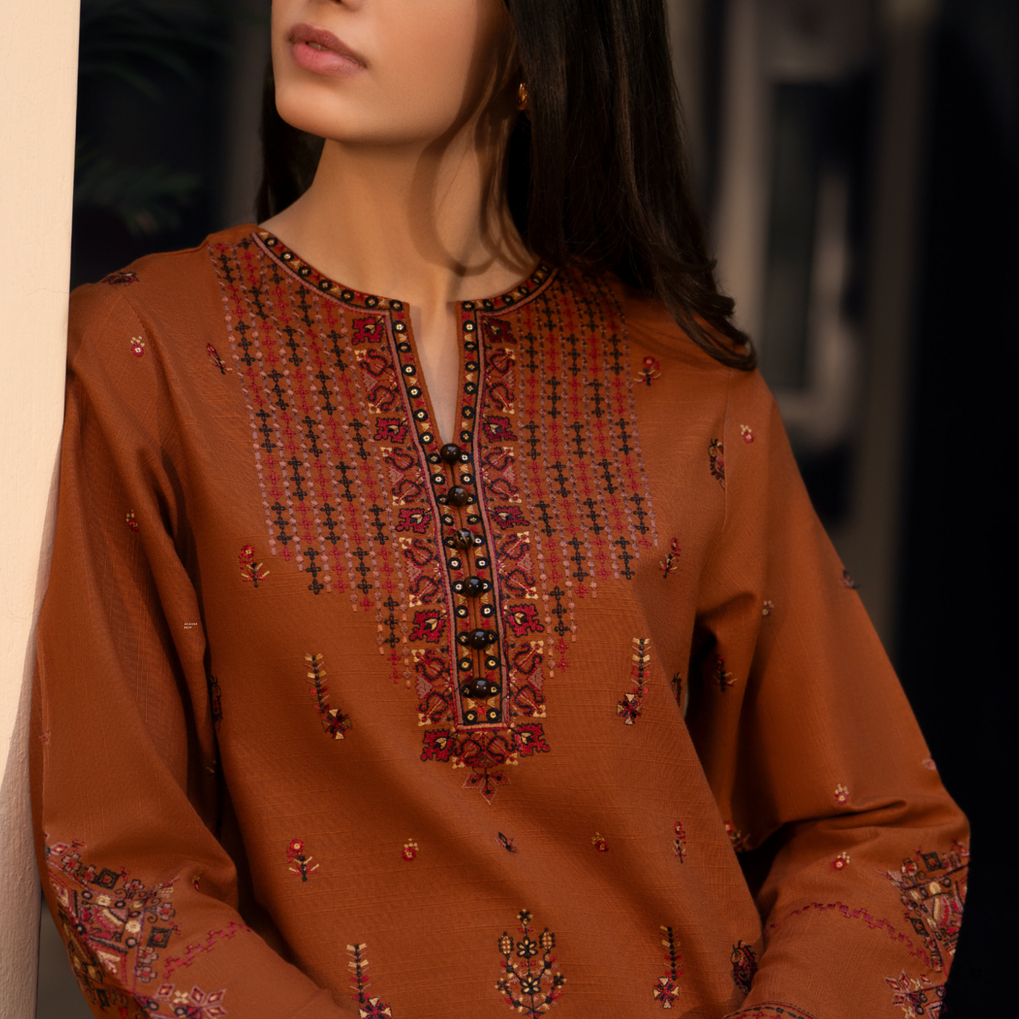 UCA-33 "Shadows" Embroidered Khaddar with Wool Shawl Winter Collection by Casuallite