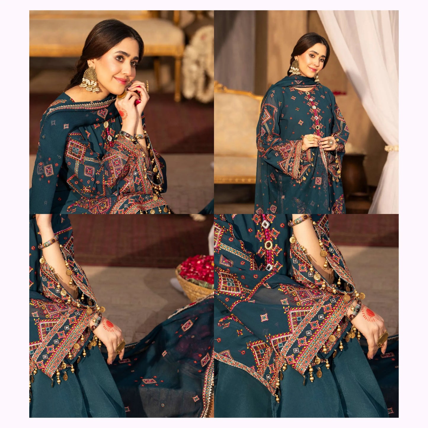 F-527 "Saj Dhaj" Embroidered Georgette Collection by Karma Collection