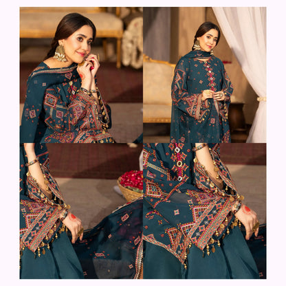 F-527 "Saj Dhaj" Embroidered Georgette Collection by Karma Collection