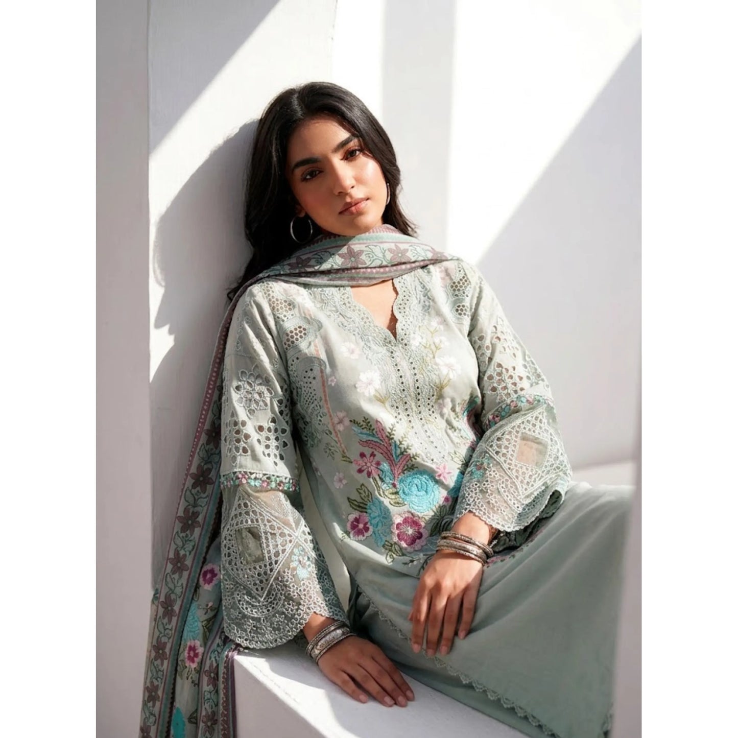 UA-186 Embroidered Cotton 3-Piece Collection | Ready to Wear Asian clothes