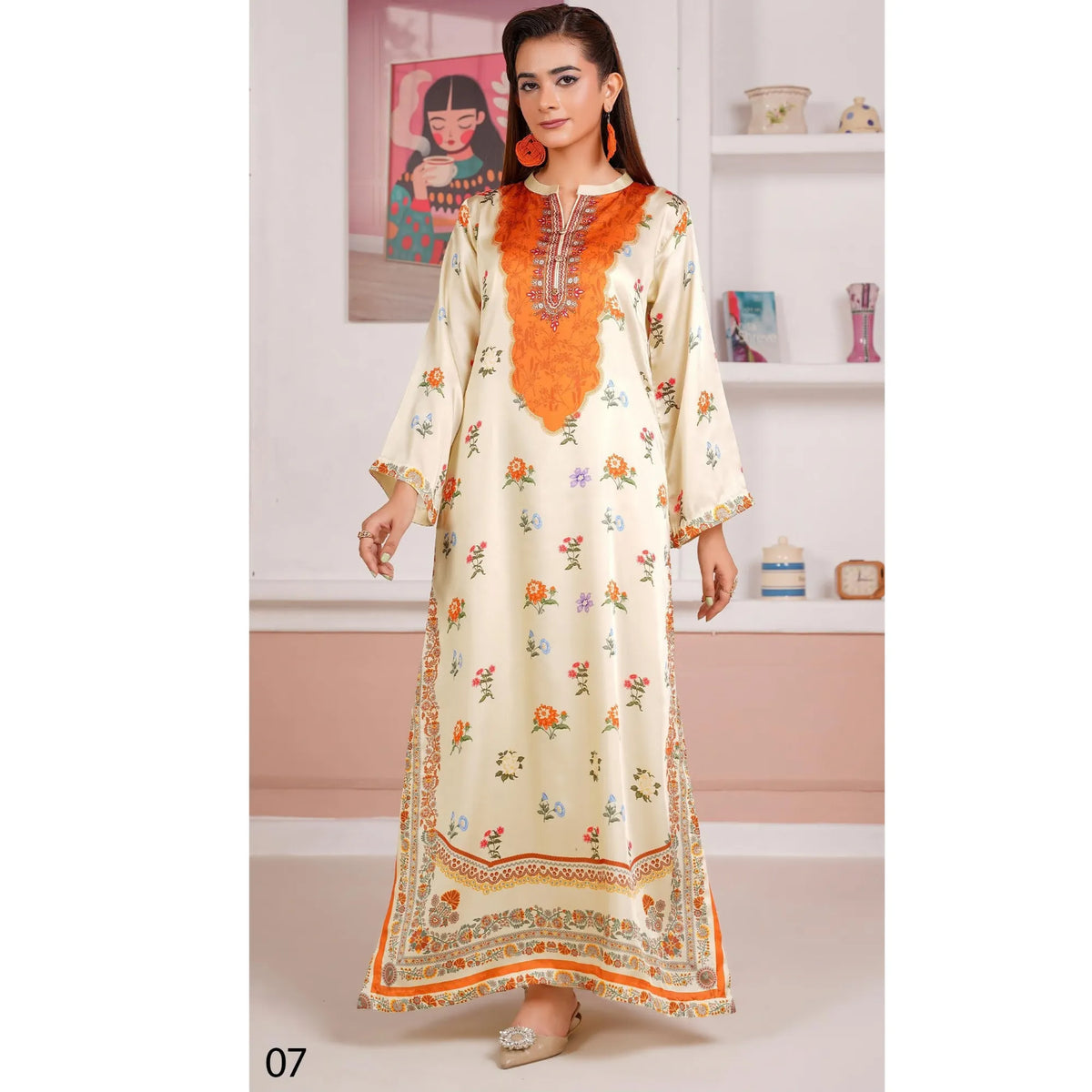 UA-312 Printed Shamooz Silk Printed Kaftan Style Co-Ord Set| Umnaa