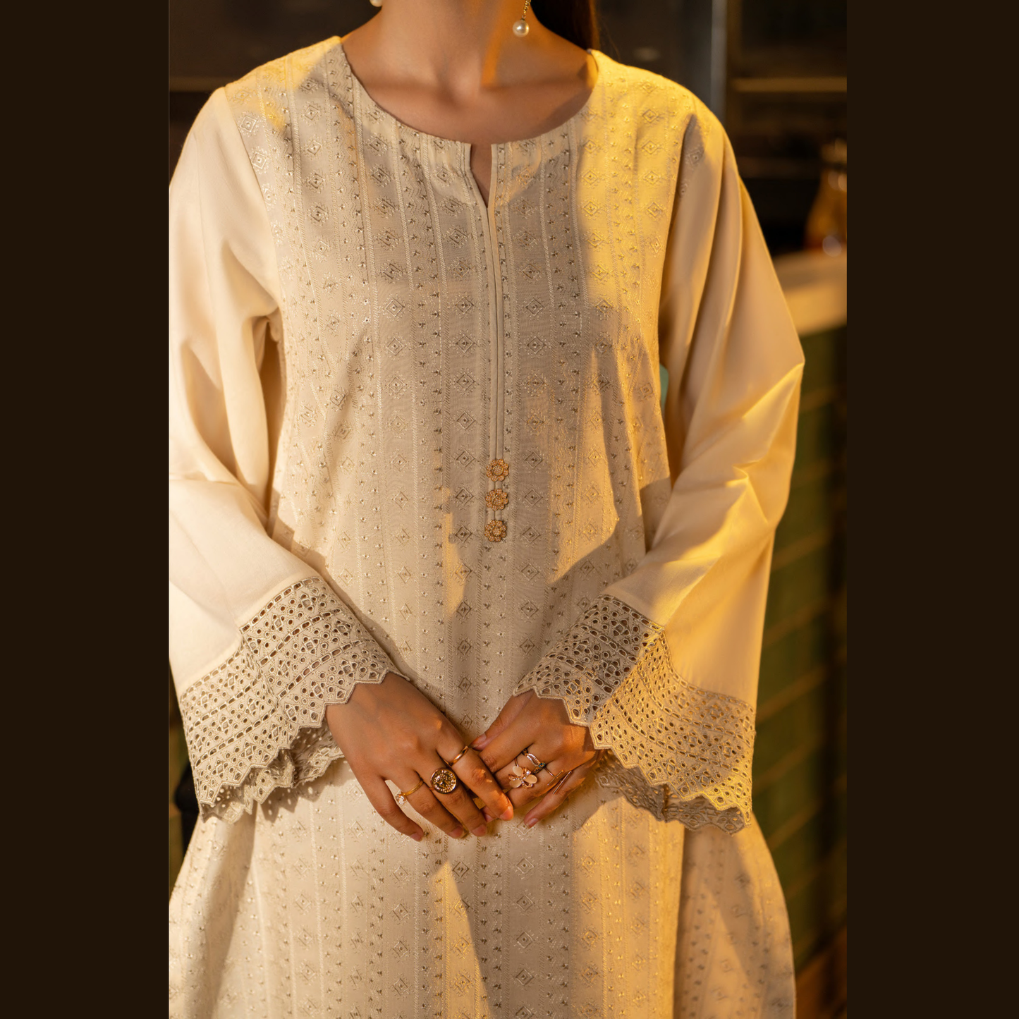 UCA-18 2 Pc Casual Cotton Farshi Shalwar Chikenkari Co-Ords Set | Ready to Wear | Casuallite