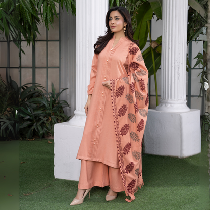 3 Pc Dhanak Dress with Embroidered Shawl | Winter Collection | Raniya.h | UMRAH0801