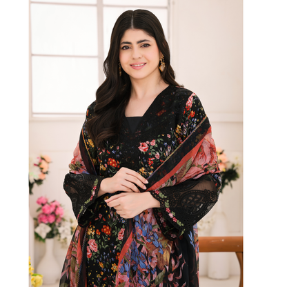 UA-94 3 Pc Embroidered Printed Summer Lawn | Ready to Wear | Umnaa