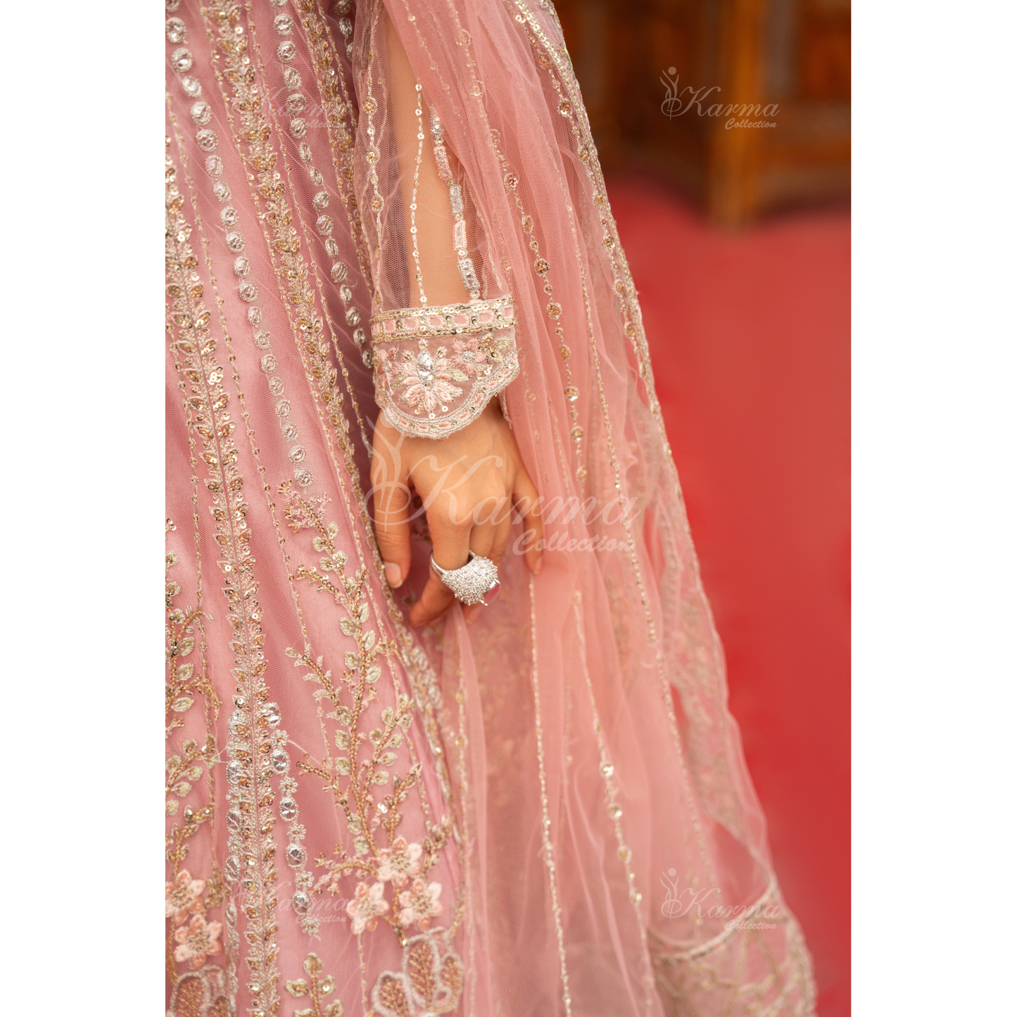 Luxury Embroidered soft Net long Maxi | Wedding Collection | karma Collection | UMKC01301